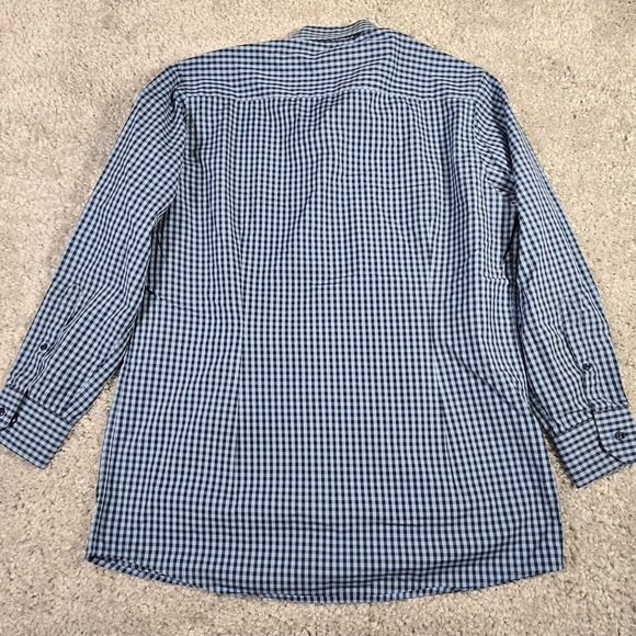 Eton Men Gingham Plaid Dress Shirt Size‎ Large Blue Business Office Workwear - Picture 9 of 14